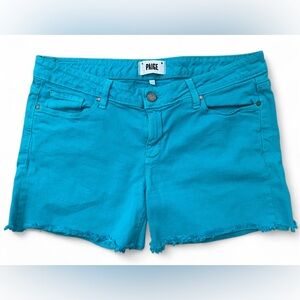 PAIGE Vibrant Teal Jean Shorts